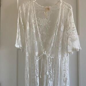 Boho White Lace Duster Cardigan